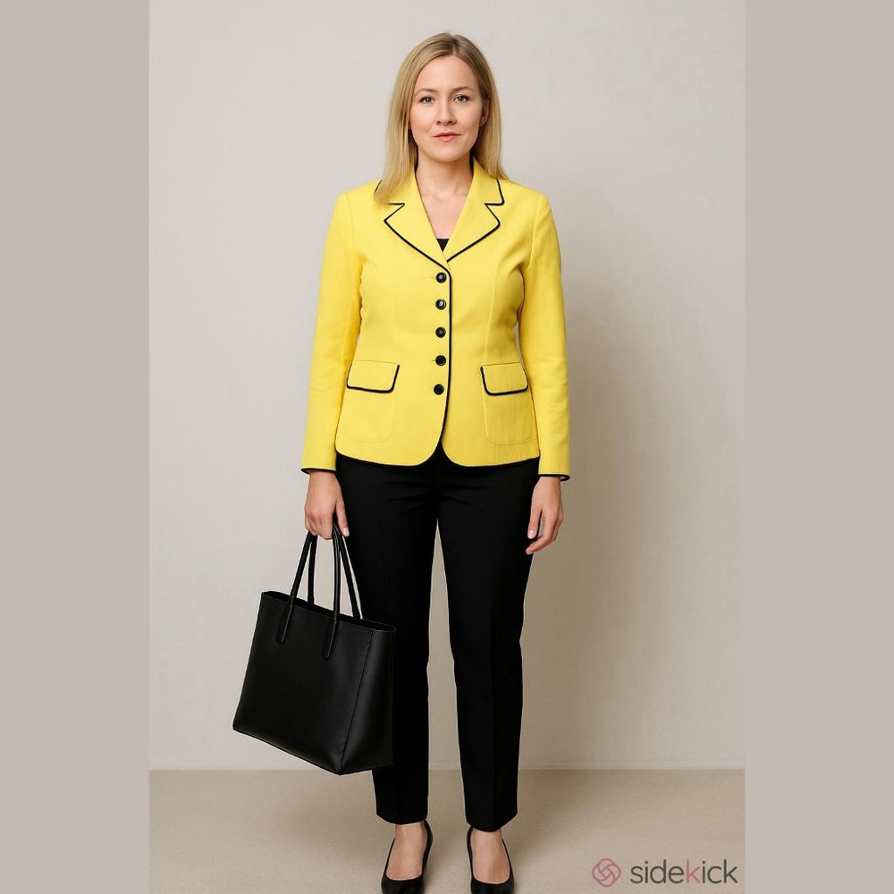 Women's Oleg Cassini New With Tags Vintage Yellow & Black Trim Blazer Size 8
